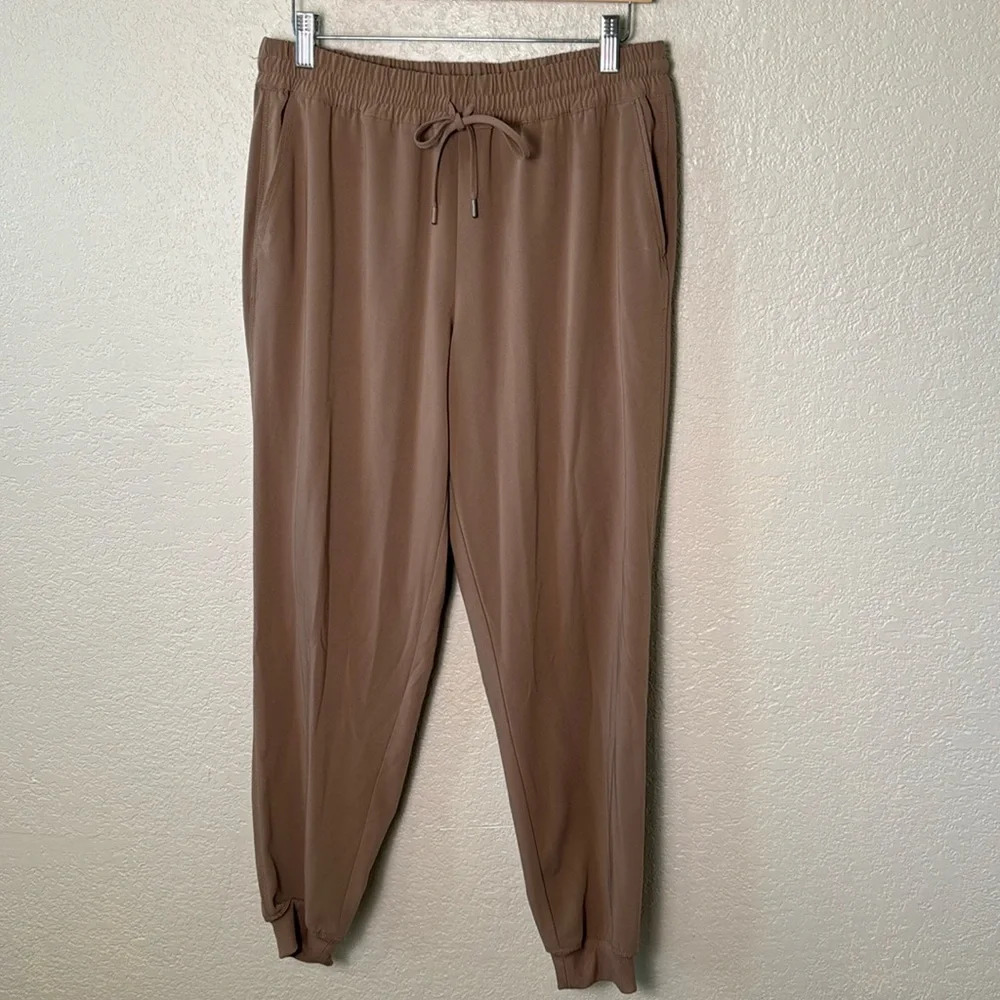 Cynthia Rowley‎ Womens size 10 Tan Jogger Pants pockets elastic tie waist casual